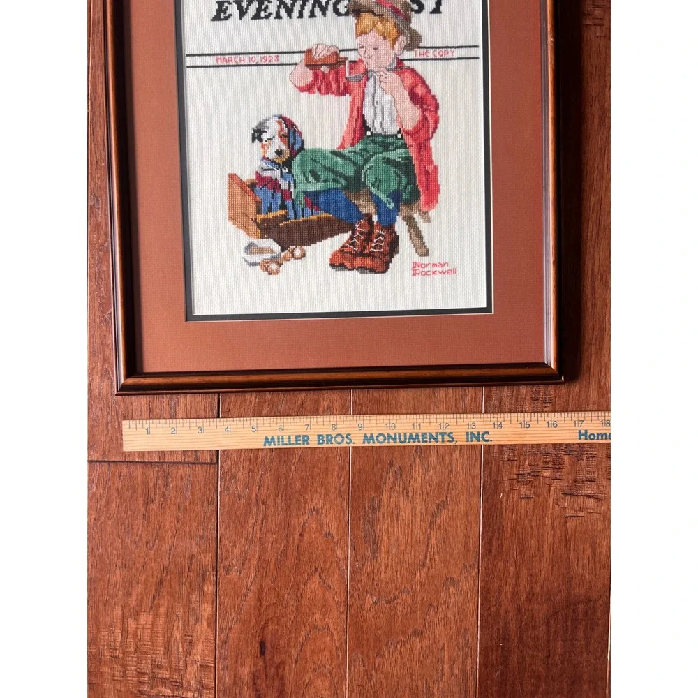 Norman Rockwell Saturday Evening Post Needlepoint Framed Art March 10 1923